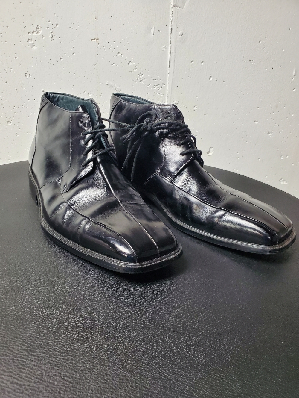 Classic Black Leather Lace-Up Men's Dress Boots Giorgio V Italy Made Sz 9